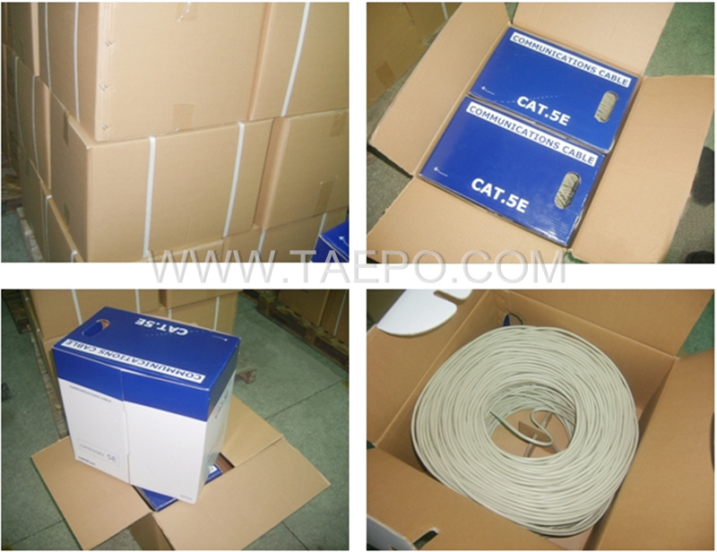 Verpackungsbilder des LAN-Kabels, CAT5E, UTP, 4 Paare, blanker Kupferleiter, AWG24