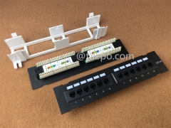 10 Zoll 1U CAT5E RJ45 UTP wandmontiertes 12-Port-Netzwerk-Patchpanel mit Halterung