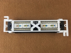 10 Zoll 1U CAT5E RJ45 UTP wandmontiertes 12-Port-Netzwerk-Patchpanel mit Halterung