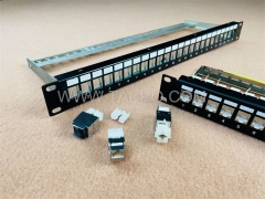 19 Zoll 1HE 24 Port CAT5E RJ45 STP geschirmtes Patchpanel mit Kabelmanager