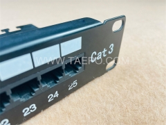 19 Zoll 1HE 25 Port CAT3 UTP RJ45 Telefon-Patchpanel mit Kabelmanagement