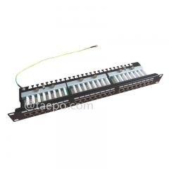 19 Zoll 1HE 24 Port CAT6 RJ45 geschirmtes Netzwerk-Patchpanel mit Halterung