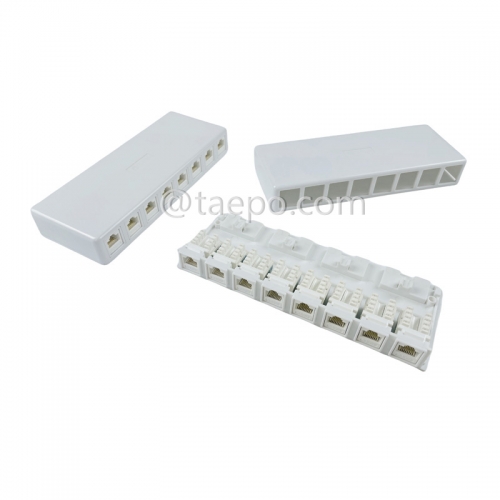 8-Port-Oberflächenbox, CAT5E, RJ45, 8P8C, UTP, 190x74x28 mm, AP-Stil, ohne Keystone-Jack