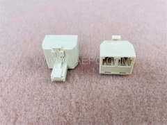 RJ11-Stecker auf Dual RJ11-Buchse 6P4C-Wandbuchse Telefonleitungssplitter Duplex-Adapter