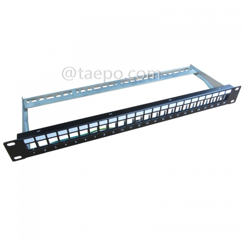 19 Zoll 1HE Höhe 24 Port Blank Patchpanel für STP Keystone Jack mit Kabelmanager