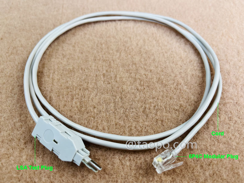 Illustration des 4-poligen Testkabels, LSA-Teststecker zu 6P4C Modularstecker, 1,5 m