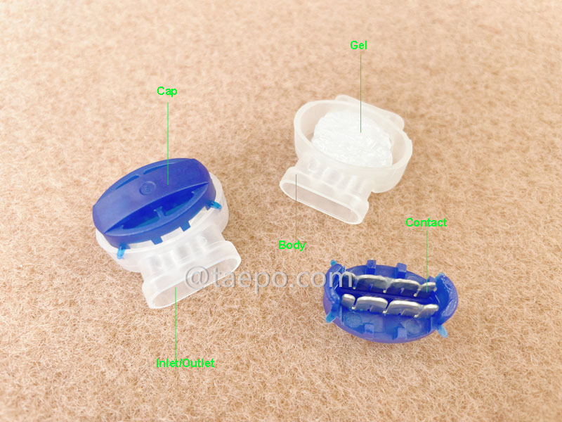 Illustration für 314 selbstabisolierenden elektrischen Verbinder, 3-polig, Leiter AWG22-14, maximale Isolierung 3,8 mm, doppelte Kontakte, mit Gel gefüllt