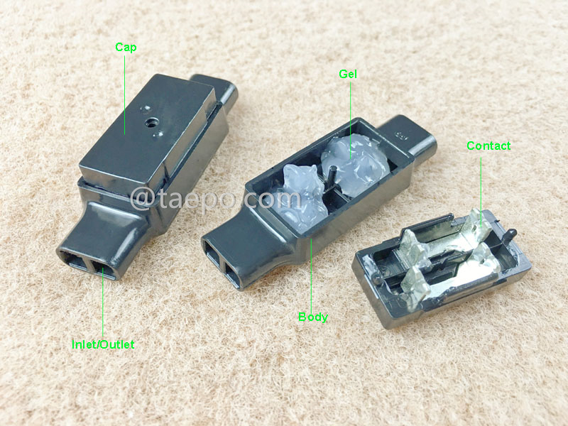 Illustration für UDW2 Dropwire Inline-Steckverbinder, 4-adrig, Leiter 0,9–1,3 mm, maximale Isolierung 4,4 mm, Einzelstift, mit Gel gefüllt