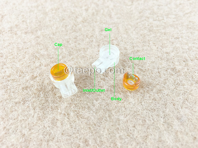 Illustration des UY Stoßverbinders, 2-adrig, für Leiter mit 0,4–0,7 mm Durchmesser, maximale Isolationsstärke 1,52 mm, Einzelkontakt, mit Gel gefüllt