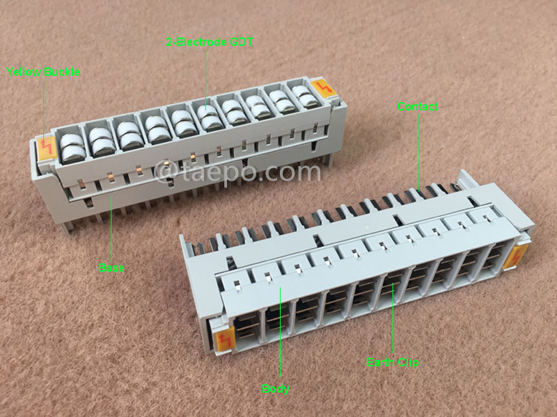 Illustrationsbilder für 10 Paar 2-poliges Überspannungsschutzmagazin für LSA-Modul mit GDT-Überspannungsableiter
