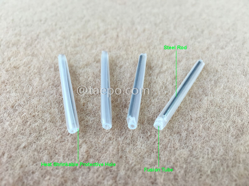 Illustrationsbilder von Schrumpfschläuchen für Bündelfaser, Länge 45 mm, 1,2 mm Stahlstab