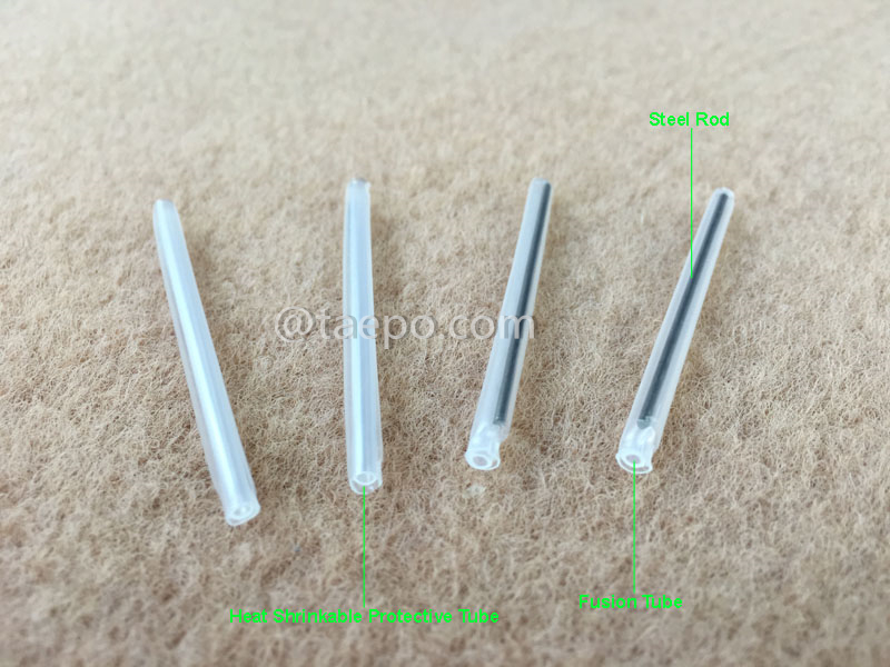 Illustrationsbilder von Schrumpfschläuchen für Bündelfaser, Länge 60 mm, 1,0 mm Stahlstab