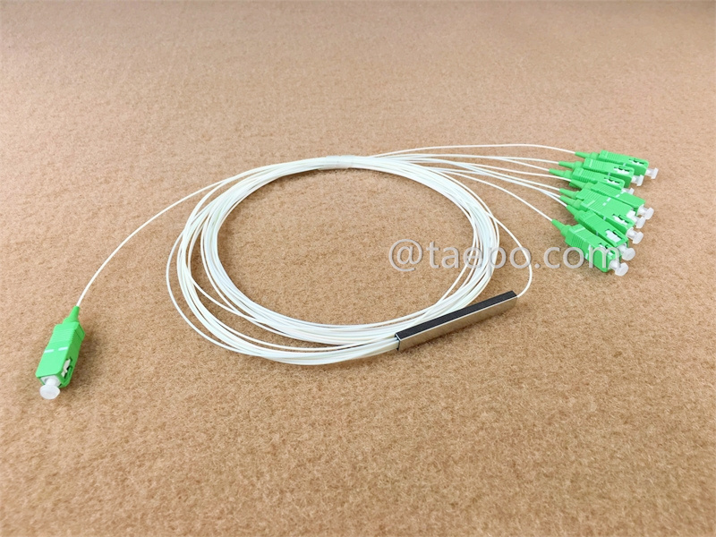 Glasfaser-Splitter, PLC, Stahlrohr, G657A, 1x8, 0,9mm loses Rohr, 1m, mit SC/APC