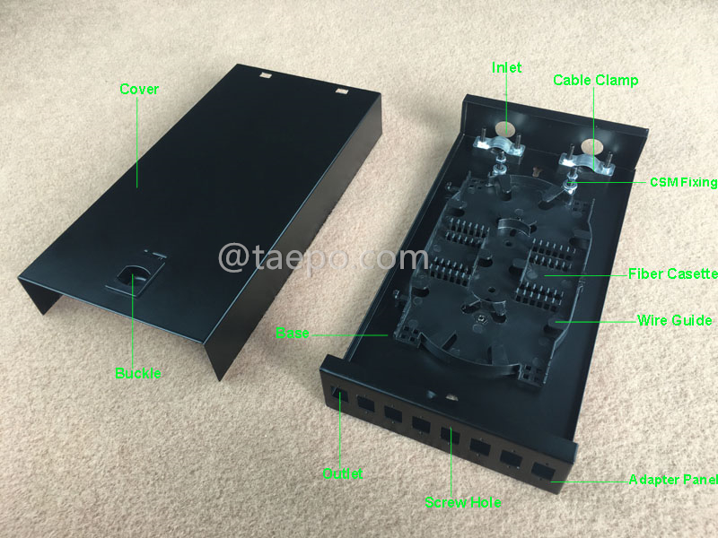 Illustrationsbilder der Glasfaser-Abschlussbox (FTB), Innenbereich, SC, 8 Fasern, Gehäuse aus kaltgewalztem Stahl mit Pulverbeschichtung