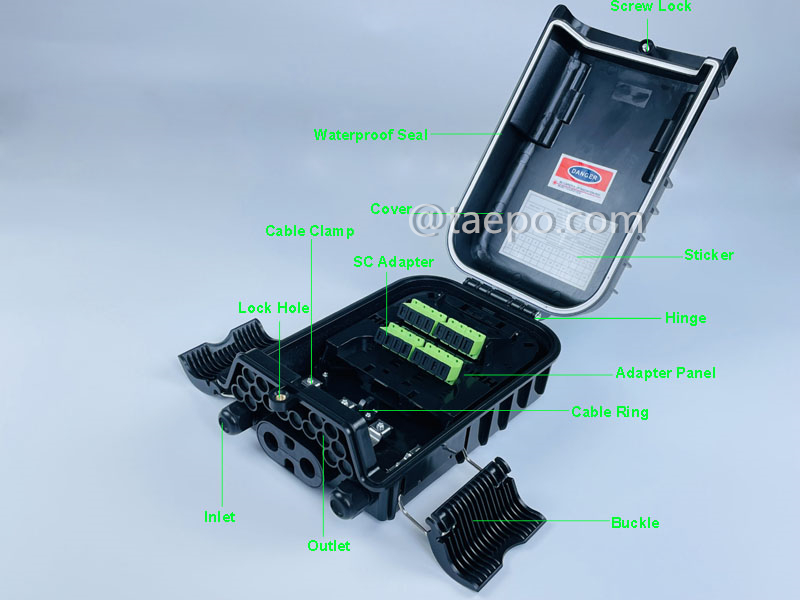 Illustrationsbilder der Glasfaser-Verteilerbox (FDB), für den Außenbereich, SC, 16 Fasern, Kunststoffgehäuse