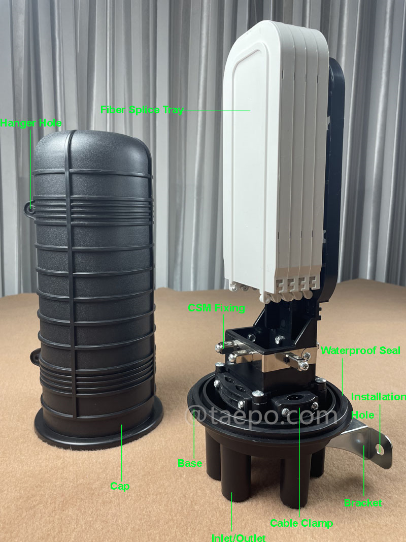 Illustrationsbilder für faseroptischen Spleißverschluss (FOSC), vertikale Ausführung, Schrumpfverschluss, 96 Fasern, maximal 96 gebündelte Fasern