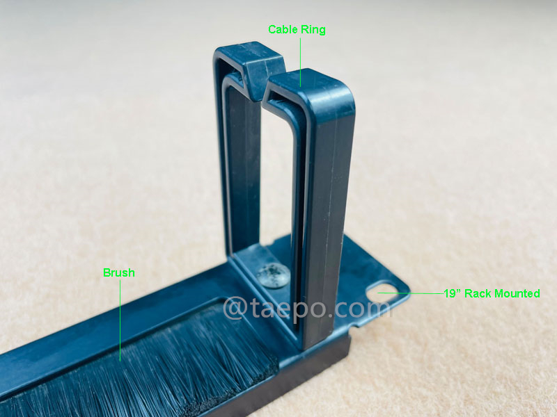 Illustrationsbilder für Metallkabel-Manager, 5 Plastikringe, 1U, mit Bürste