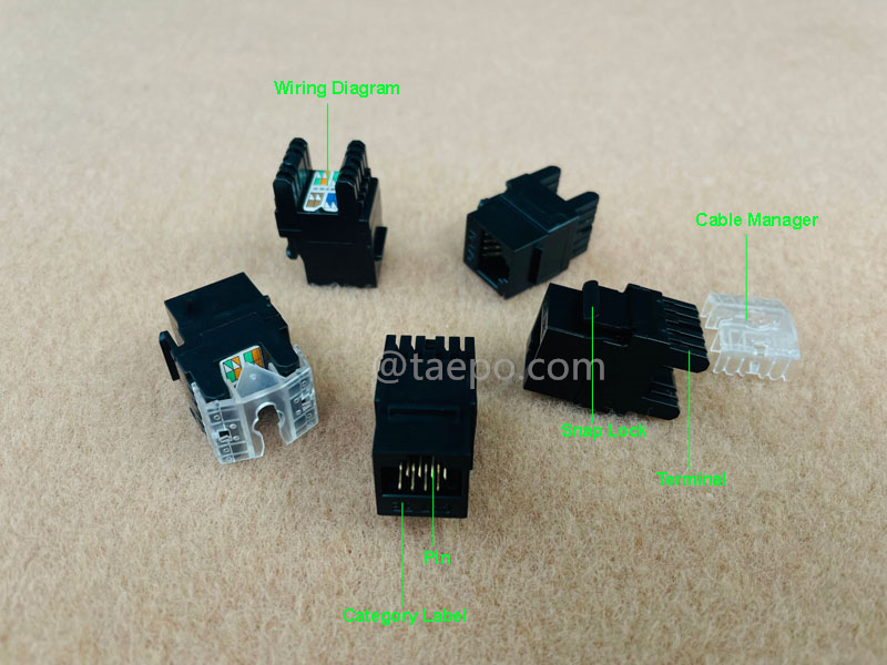 Illustrationsbilder für Keystone Jack, CAT5E, UTP, 8P8C, 180 Grad, AP-Stil