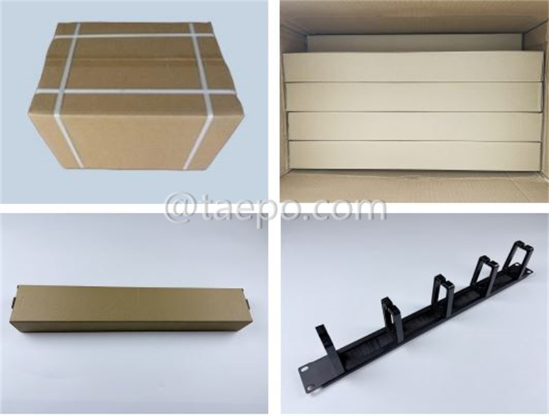 Verpackungsbilder für Metallkabel-Manager, 5 Plastikringe, 1U, mit Bürste