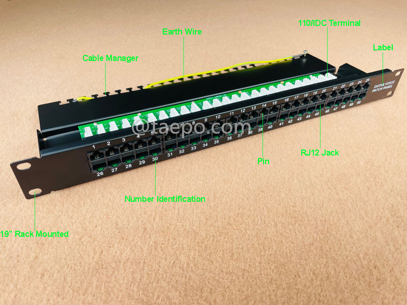 Illustrationsbilder für 50-Port Patchpanel, CAT3, RJ45, UTP, 19