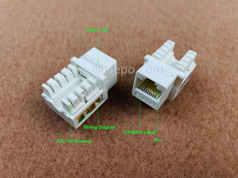 Illustrationsbilder für Keystone-Steckdose, CAT5E, UTP, 8P8C, 90 Grad, AP-Stil