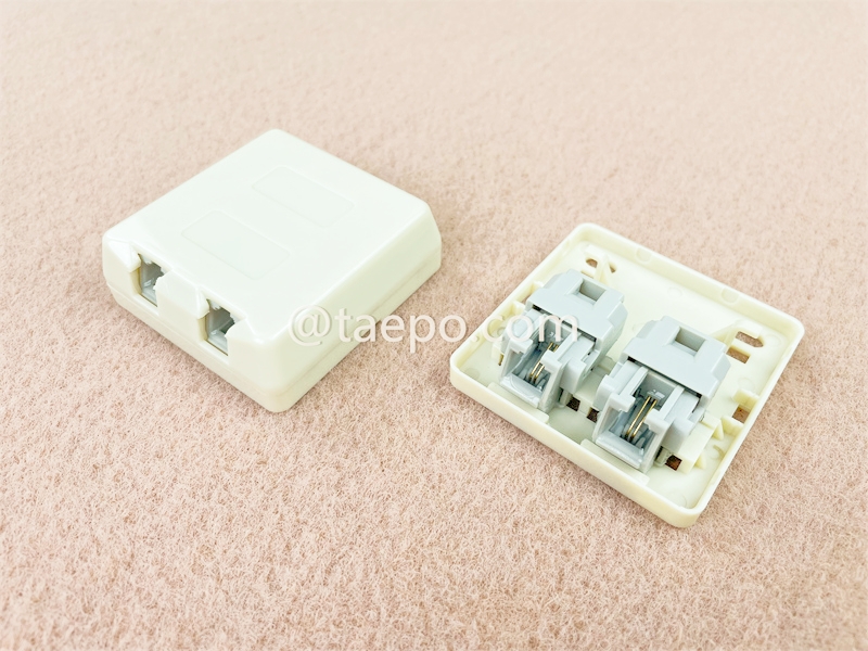 2-Port RJ11-Telefonsteckdose, CAT3, 2P2C, mit Gel gefüllt, 65x63x22mm