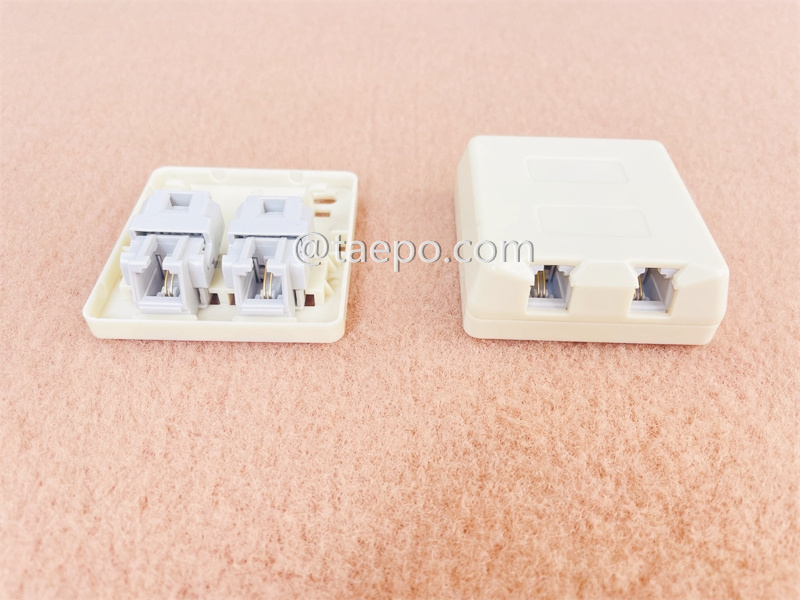 2-Port RJ11-Telefonsteckdose, CAT3, 2P2C, ohne Gel, 65x63x22mm