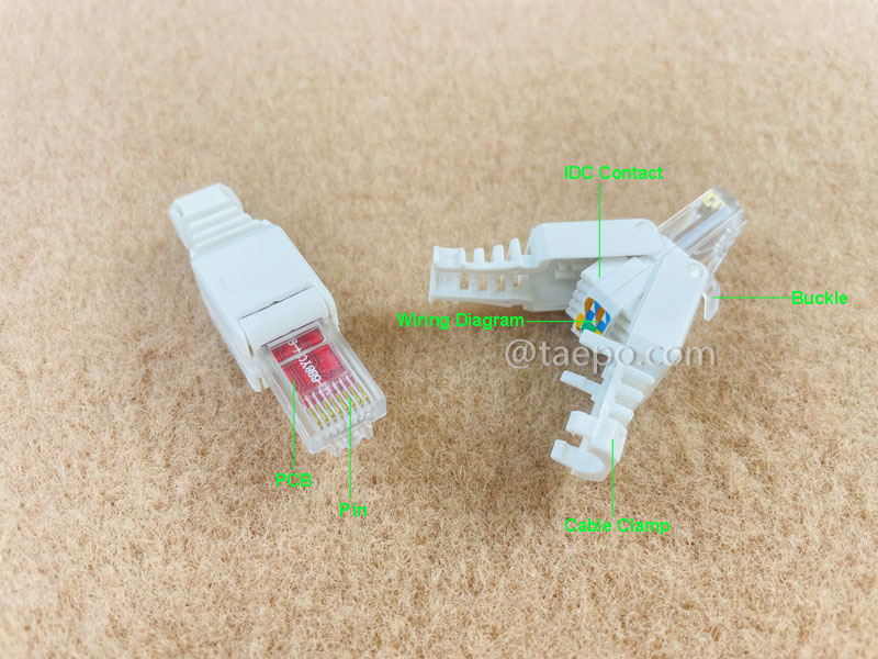 Illustrationsbilder für Modularer Stecker, CAT6, RJ45, 8P8C, UTP, werkzeuglos