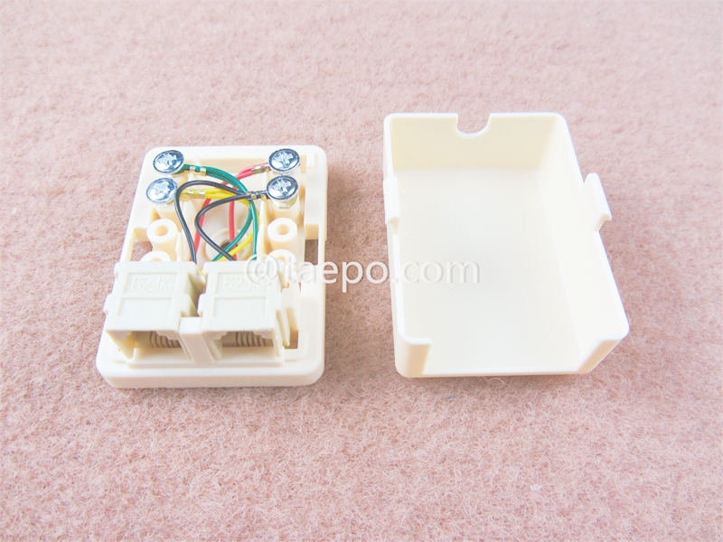 Anschlussbox für 2 Ports, CAT3, 6P4C, 57x42x24mm