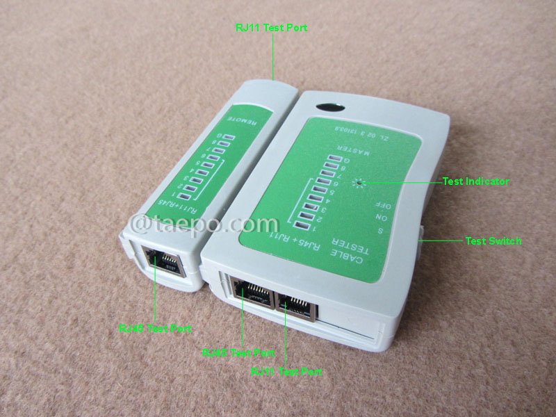 Illustrationsbilder des Patchkabeltesters für RJ11/RJ45