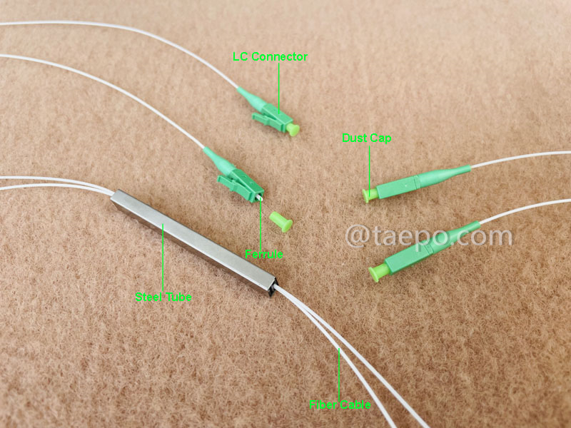 Illustrationsbilder für Lichtwellenleiter-Splitter, PLC, Stahlrohr, 2x2, mit LC/APC-Stecker