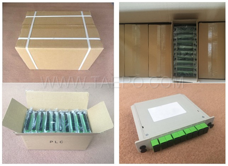 Verpackungsbilder für Lichtwellenleiter-Splitter, PLC, Kassettentyp, G657A, 1x8, 0,9 mm lose Tube, mit SC/APC-Stecker, Adapter