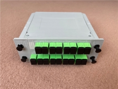 Lichtwellenleiter-Splitter, PLC, Kassetten-Typ, G657A, 1x16, 0,9 mm Loose Tube, mit SC/APC-Stecker