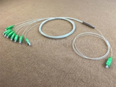 Lichtwellenleiter-Splitter, PLC, Stahlrohr, G657A, 1x8, 0,9 mm Loose Tube, 1 m, mit SC/APC-Stecker