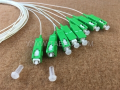 Lichtwellenleiter-Splitter, PLC, Stahlrohr, G657A, 1x8, 0,9 mm Loose Tube, 1 m, mit SC/APC-Stecker