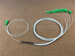 Lichtwellenleiter-Splitter, PLC, Stahlrohr, G657A, 1x8, 0,9 mm Loose Tube, 1 m, mit SC/APC-Stecker