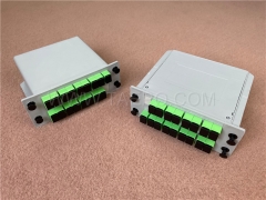 Lichtwellenleiter-Splitter, PLC, Kassetten-Typ, G657A, 1x16, 0,9 mm Loose Tube, mit SC/APC-Stecker