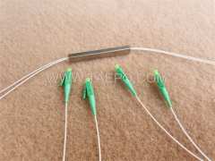 Lichtwellenleiter-Splitter, PLC, Stahlrohr, G657A, 2x2, 0,9 mm Loose Tube, 1 m, mit LC/APC-Stecker