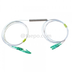 Lichtwellenleiter-Splitter, PLC, Stahlrohr, G657A, 2x2, 0,9 mm Loose Tube, 1 m, mit LC/APC-Stecker