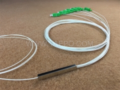 Lichtwellenleiter-Splitter, PLC, Stahlrohr, G657A, 1x8, 0,9 mm Loose Tube, 1 m, mit SC/APC-Stecker