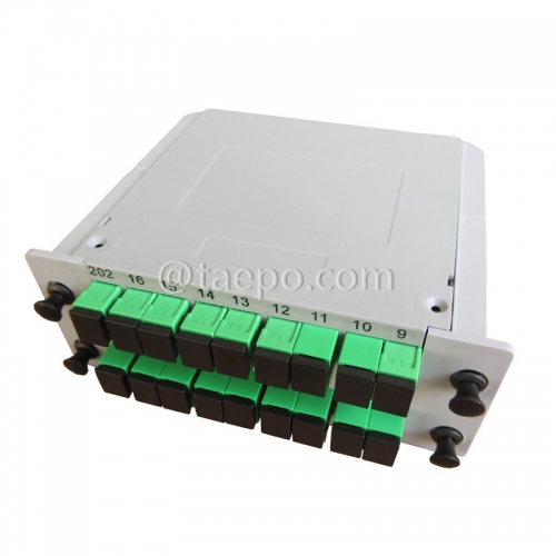 Lichtwellenleiter-Splitter, PLC, Kassetten-Typ, G657A, 2x16, 0,9 mm Loose Tube, mit SC/APC-Stecker