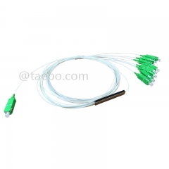 Lichtwellenleiter-Splitter, PLC, Stahlrohr, G657A, 1x8, 0,9 mm Loose Tube, 1 m, mit SC/APC-Stecker