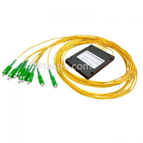 Glasfaser-Splitter, PLC, Kunststoffgehäuse, G657A, 1x8, 2 mm Loose Tube, 1 m, mit SC/APC-Stecker