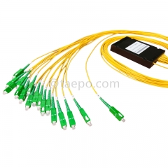 Glasfaser-Splitter, PLC, Kunststoffgehäuse, G657A, 1x16, 2 mm Loose Tube, 1 m, mit SC/APC-Stecker