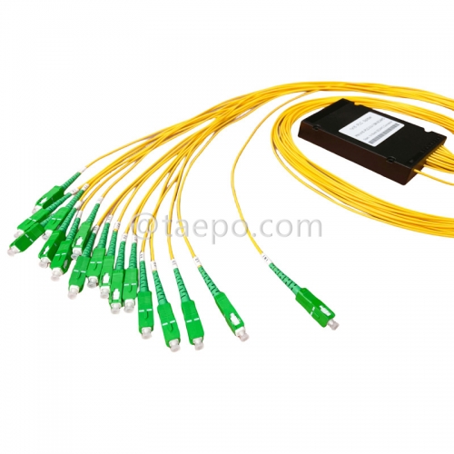 Glasfaser-Splitter, PLC, Kunststoffgehäuse, G657A, 1x16, 2 mm Loose Tube, 1 m, mit SC/APC-Stecker