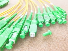Glasfaser-Splitter, PLC, Kunststoffgehäuse, G657A, 1x32, 2 mm Loose Tube, 1 m, mit SC/APC-Stecker