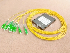 Glasfaser-Splitter, PLC, Kunststoffgehäuse, G657A, 1x8, 2 mm Loose Tube, 1 m, mit SC/APC-Stecker