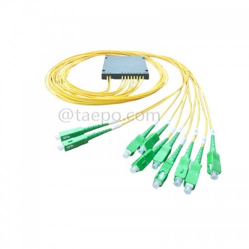 Glasfaser-Splitter, PLC, Kunststoffgehäuse, G657A, 2x8, 2 mm Loose Tube, 1 m, mit SC/APC-Stecker