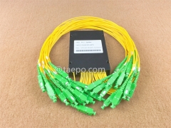 Glasfaser-Splitter, PLC, Kunststoffgehäuse, G657A, 1x32, 2 mm Loose Tube, 1 m, mit SC/APC-Stecker